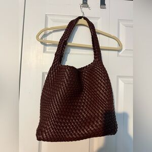 Elegant Brown Woven Tote Bag